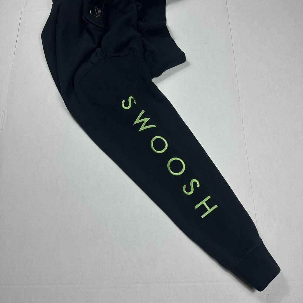 Nike Sportswear Swoosh Embroidered Black Green Pullover Sweatshirt Double Large - Picture 4 of 11